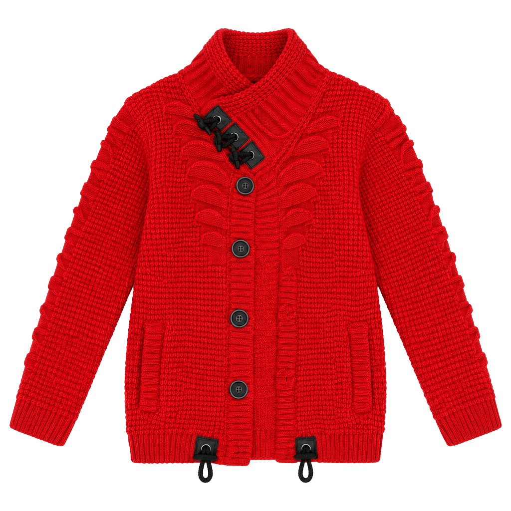Suslo Couture KSW 512 Sweater Size 16-18 Red Knit Button Toggle 1