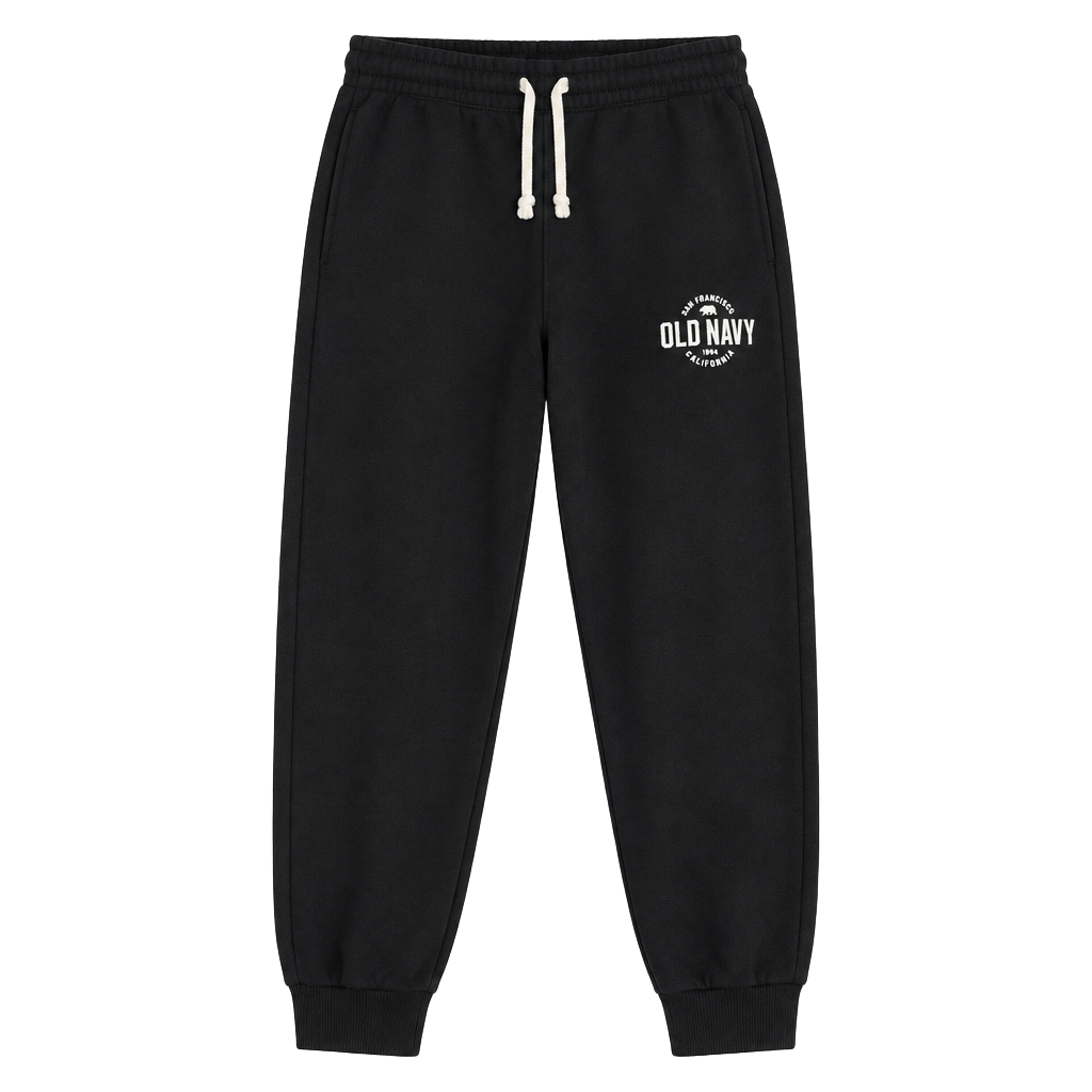Old Navy Jogger Sweatpants Size L (10-12) Black Logo Graphic 1