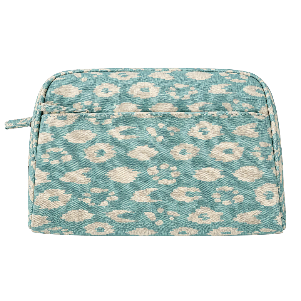 Gartner Studios Accessory Pouch Blue Leopard Print Cosmetic Bag NWT 1