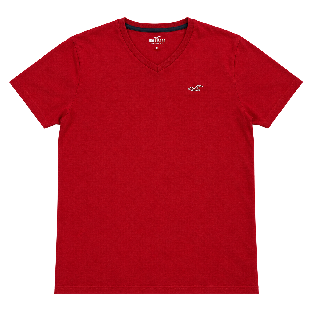Hollister V-Neck T-Shirt Red 1
