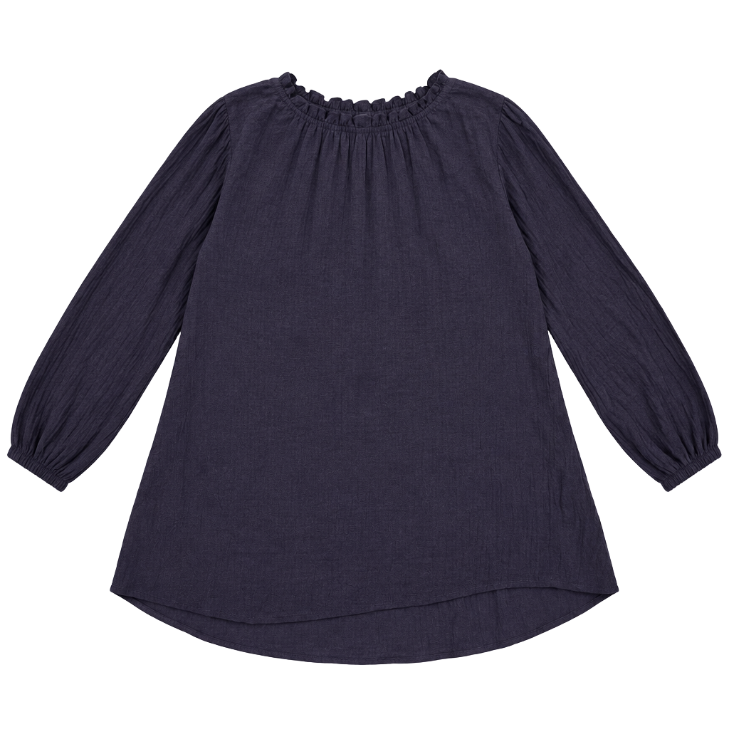 Zac & Rachel Ruffle Neck Blouse Size S Blue Long Sleeve 1