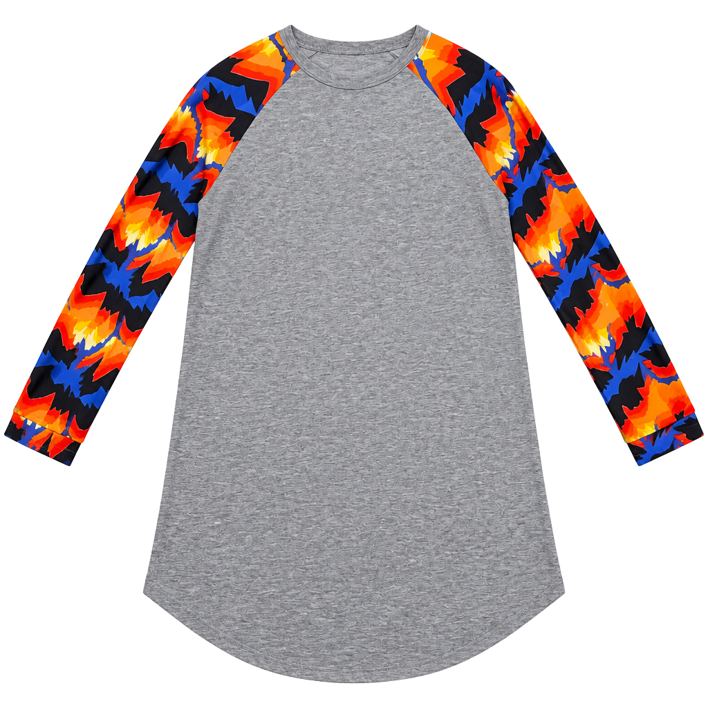 LuLaRoe Randy Shirt Size XXS Gray Multicolored Feather Sleeves Raglan Tee 1