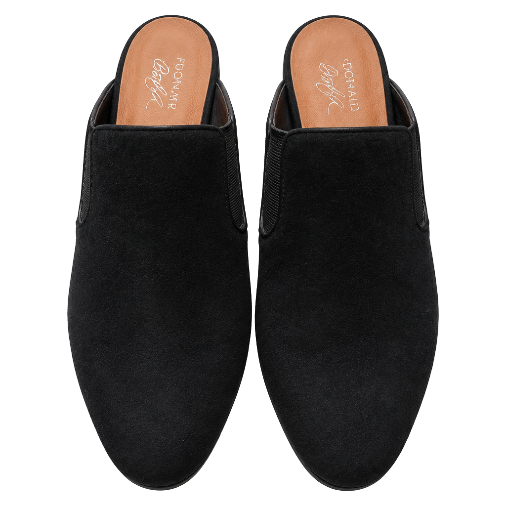 Donald J Pliner Ingrid Wedge Mules Size 9.5 Black Suede Leather 1