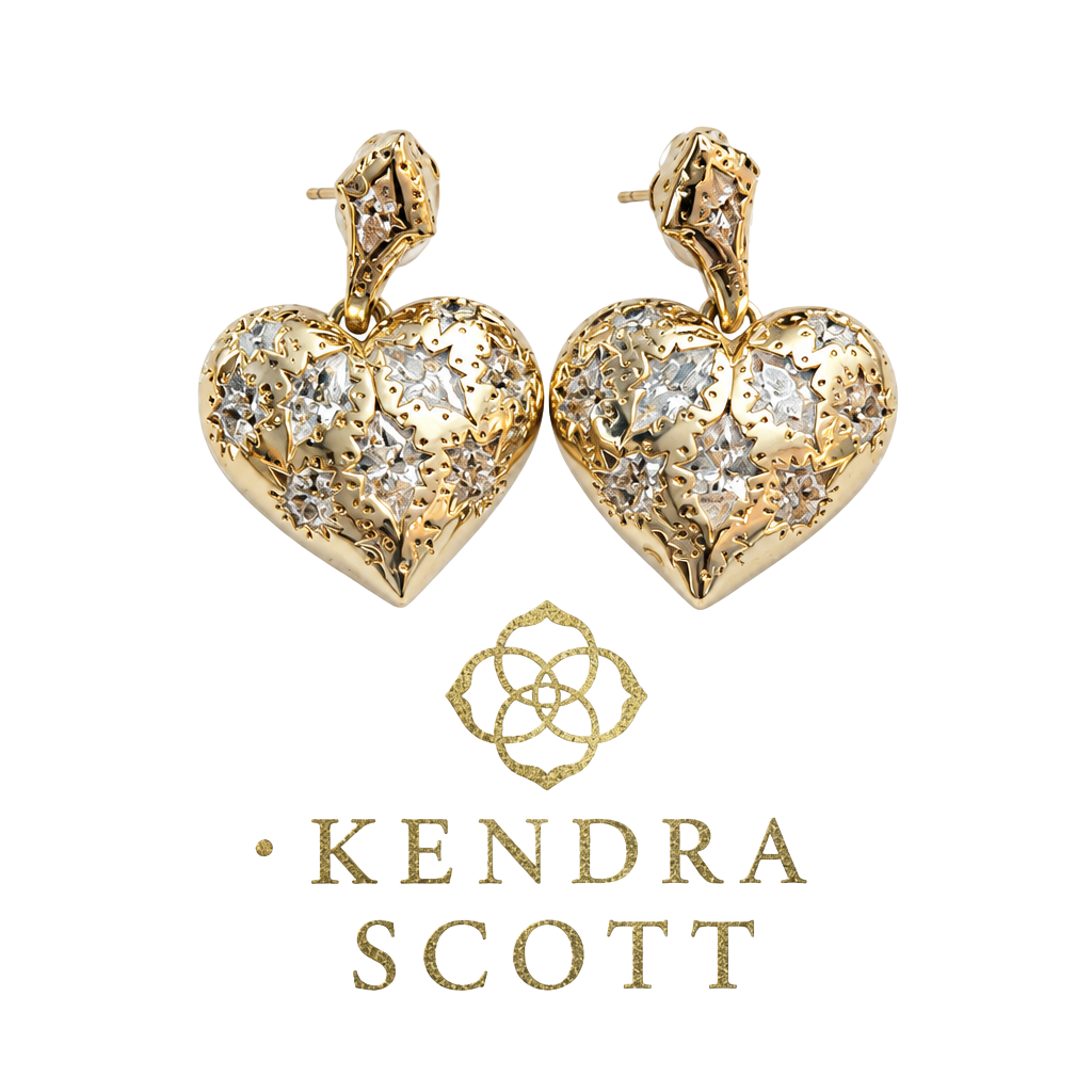 Kendra Scott Gold Heart Statement Earrings 1