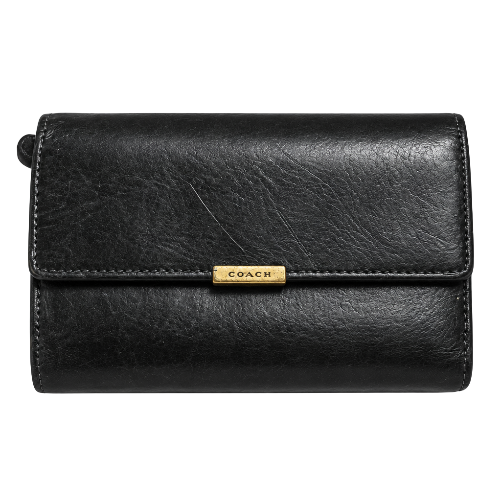 Coach Vintage Lexington Black Leather Trifold Wallet 1