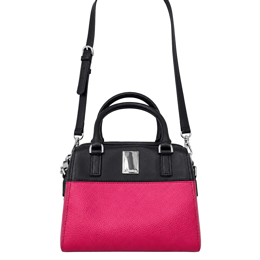 Calvin Klein Tonya Satchel Crossbody Bag Black Watermelon Red 1
