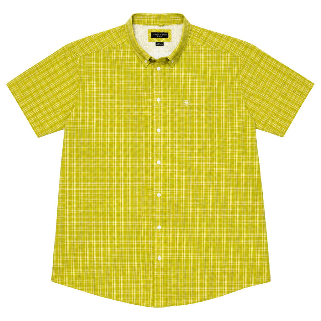 Ariat Pro Series Shirt Size Xl Yellow Plaid Short Sleeve 1
