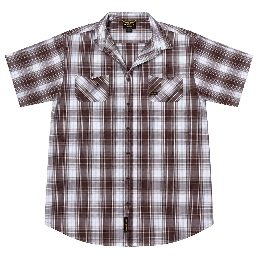 Ariat Rebar Plaid Short Sleeve Shirt Size XXL 1