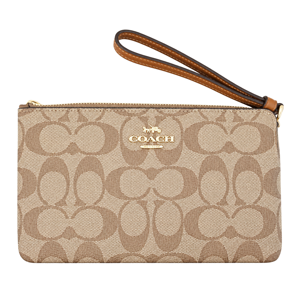 NWOT Large Coach Corner Zip Wristlet In Signature Canvas 1