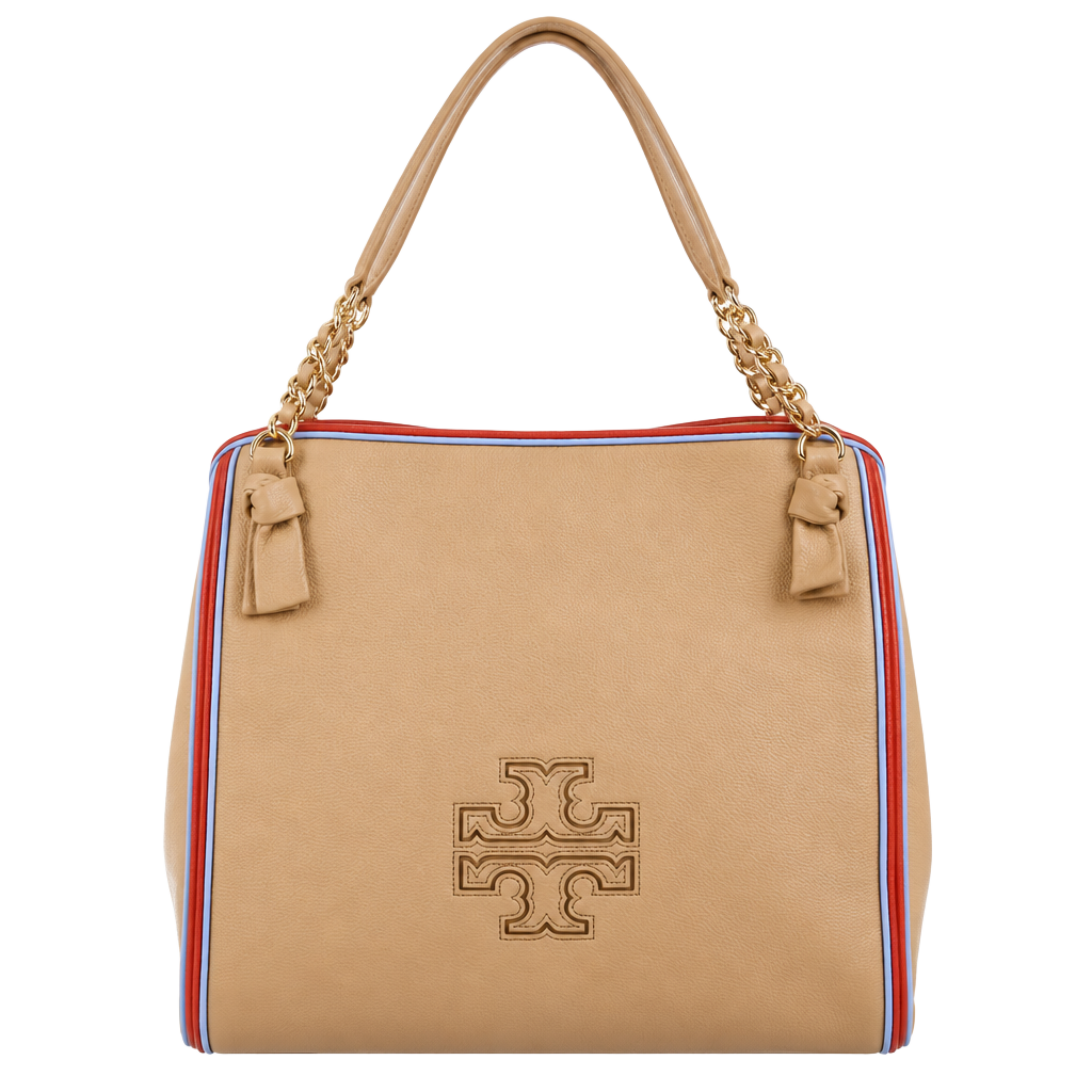 Tory Burch Harper Striped Tote Leather Shoulder Bag 1