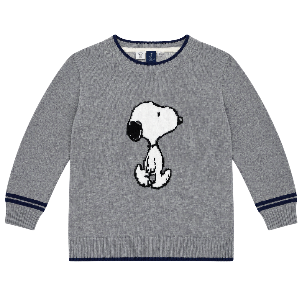 NWT Janie And Jack Peanuts Snoopy Sweater Size 3 Gray 1