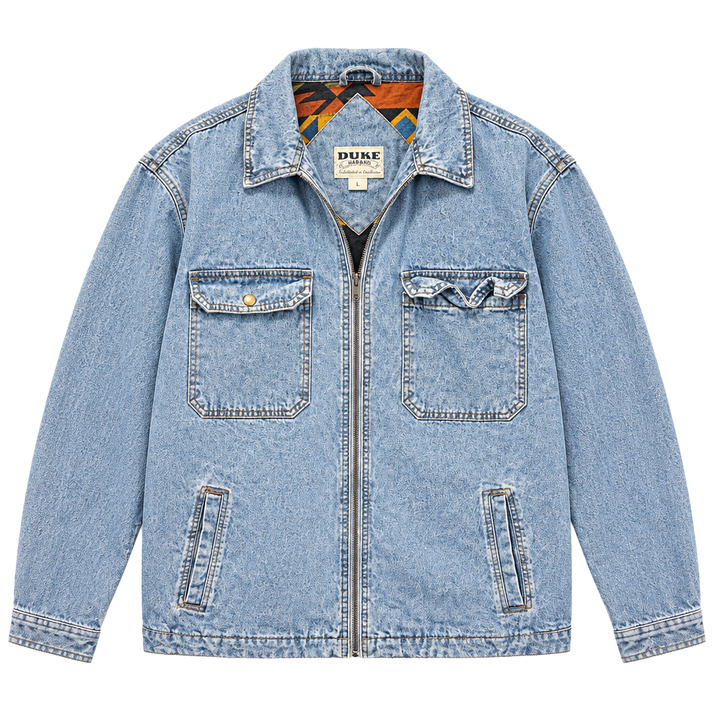 Duke Haband Denim Jacket Size L Southwestern Flannel Lined 1