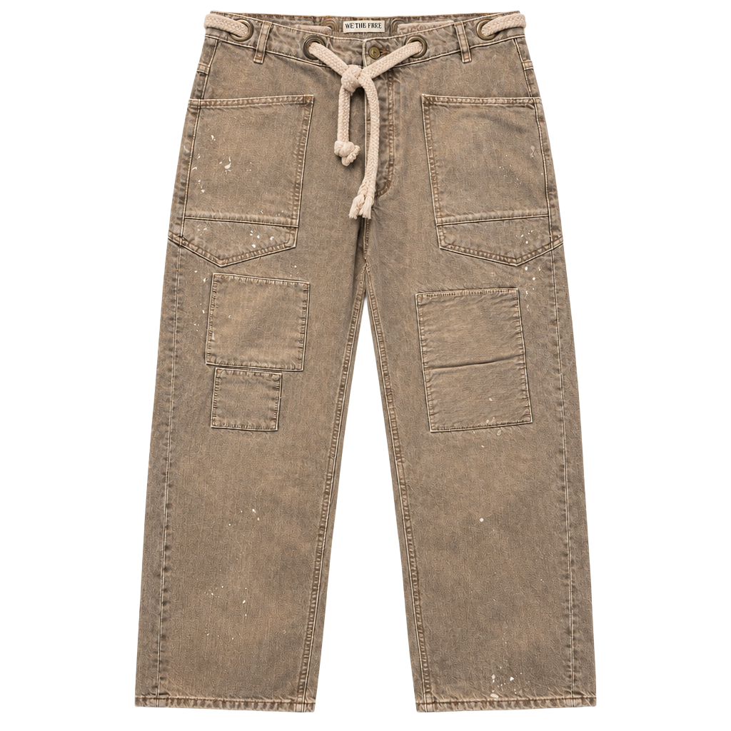 Free People Moxie Low Slung Pull On Barrel Jeans, paint splatter detail size 29 1