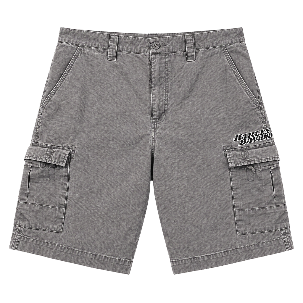 Harley Davidson Cargo Shorts Size 35 Gray Cotton 1