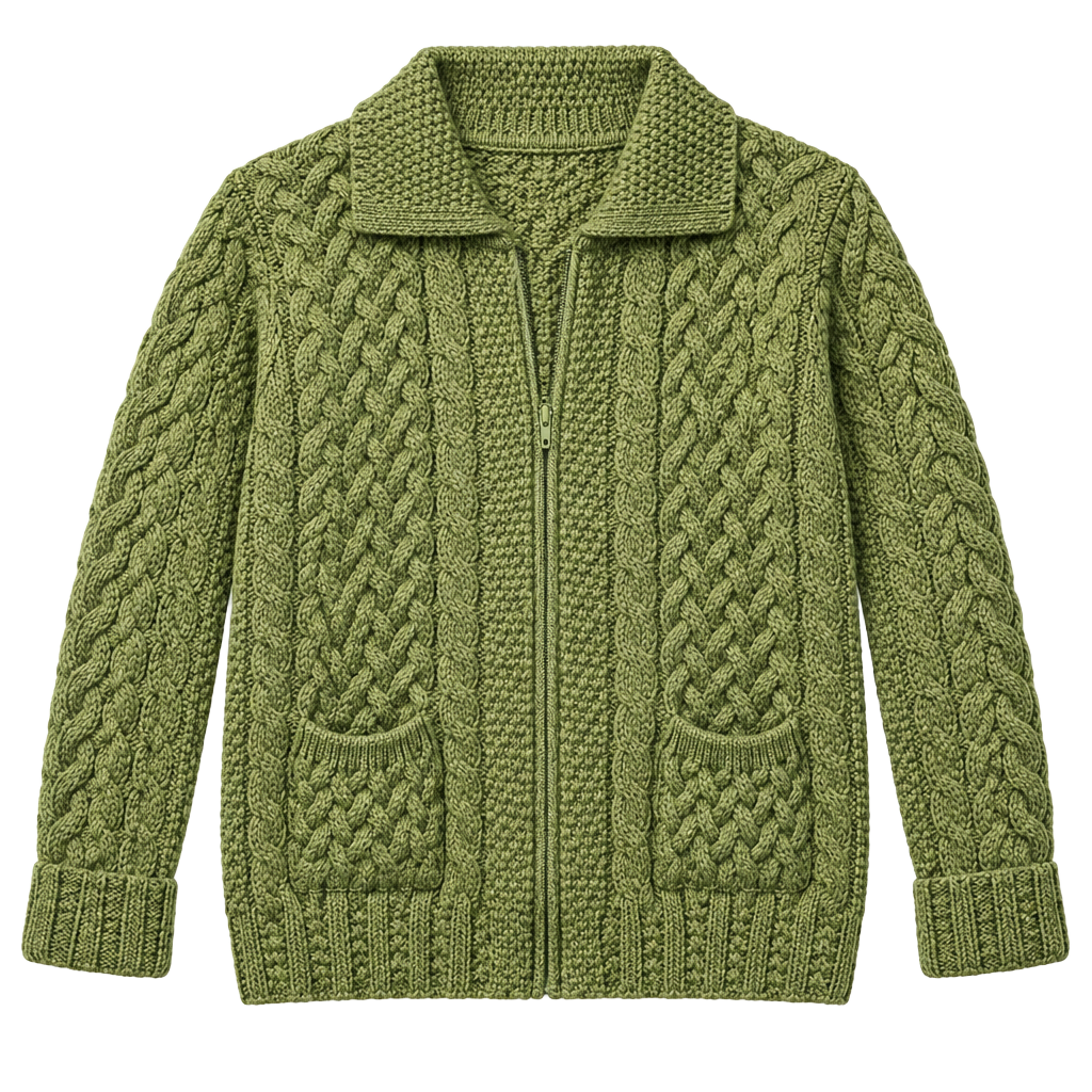 Blarney Woollen Mills Aran Cardigan Size S Green 1