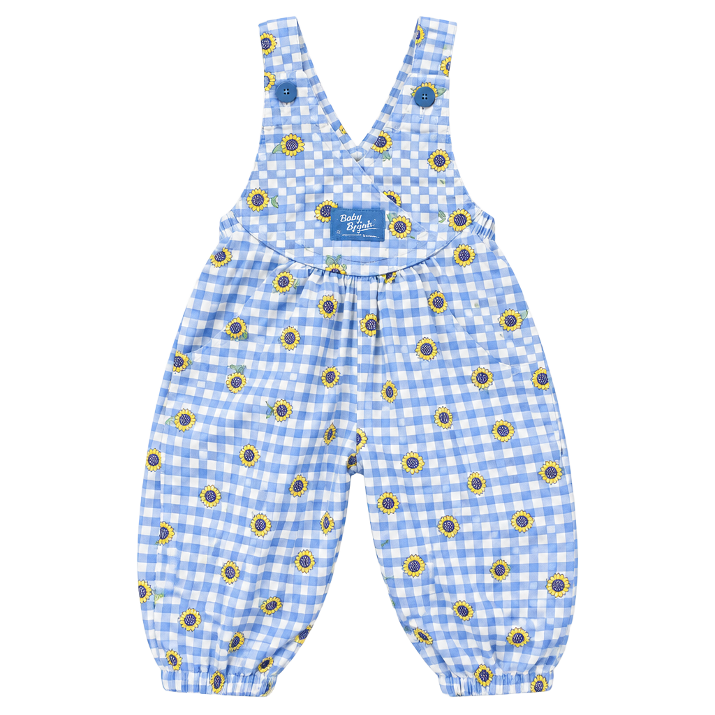 Vintage OshKosh B'gosh Sunflower Gingham Overalls Size 6/9M 1