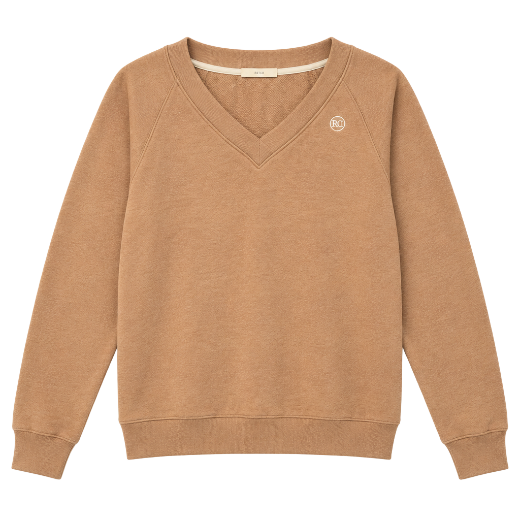 Recto V-Neck Sweatshirt Size F which is free size large best Tan Cotton 1