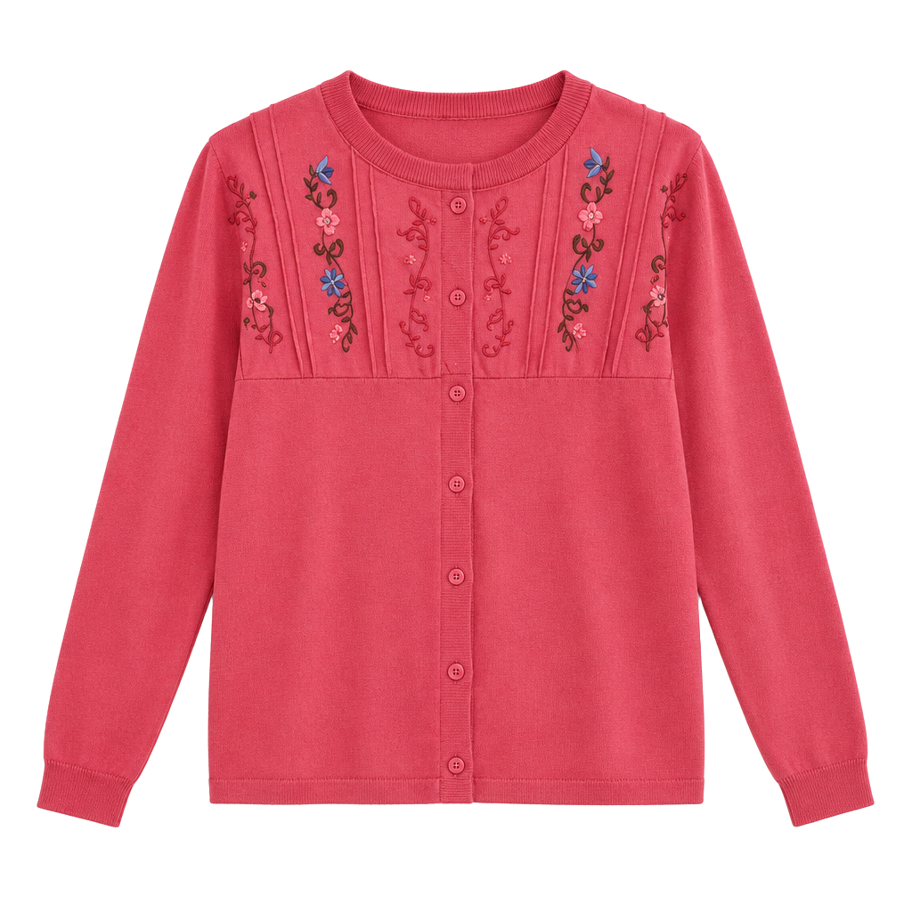 Vintage 90’s Shenanigans button up sweatshirt pink with floral embroidery sz. S 1