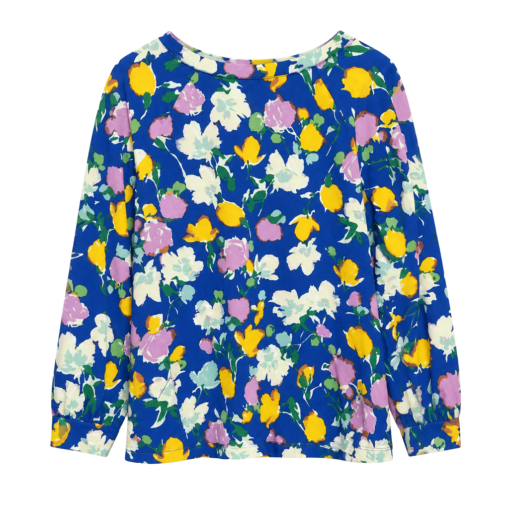 Isaac Mizrahi Live! Women’s floral print long sleeve shirt with boat-neck size M 1