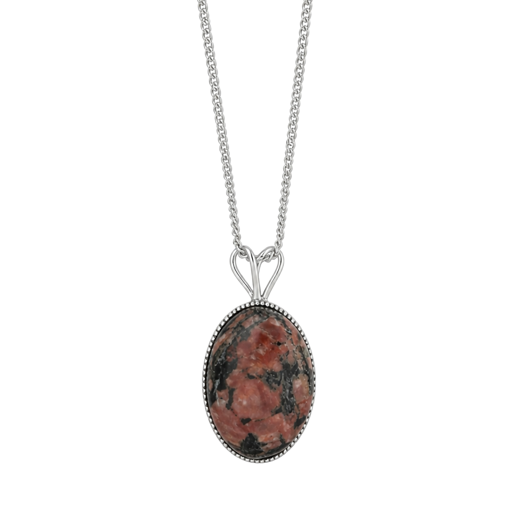 Hedenäset Granite Stone Pendant Necklace in 925 Sterling Silver 1