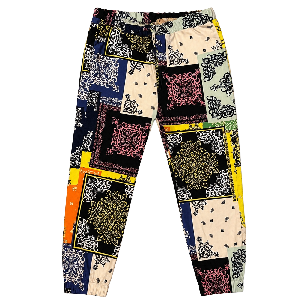 Like An Angel Multi-Color Bandana Patchwork Print Jogger Pants 1