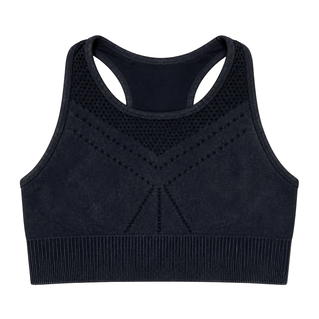 Active Domino Fashion Charcoal Acid Wash Seamless Sports Bra Medium M 1