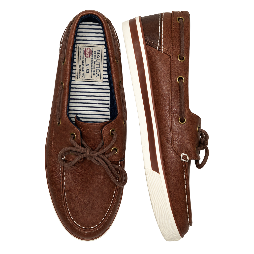 Nautica N-83 Men Size 10.5Boat Shoes Brown Leather 1