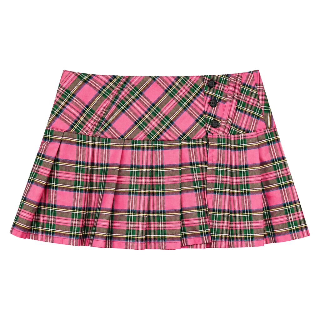 Tripp NYC Pleated Mini Skirt Size S Pink Plaid Y2K Schoolgirl 1