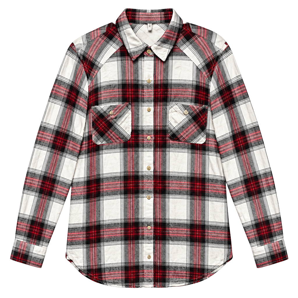 Maurices Plaid Button-Down Shirt Size XL Red White Black Long Sleeve 1