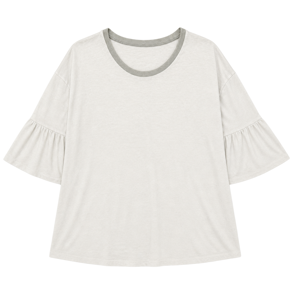 Michael Michael Kors White Long Sleeve Top With Silver Trim And Bell Sleeves 1