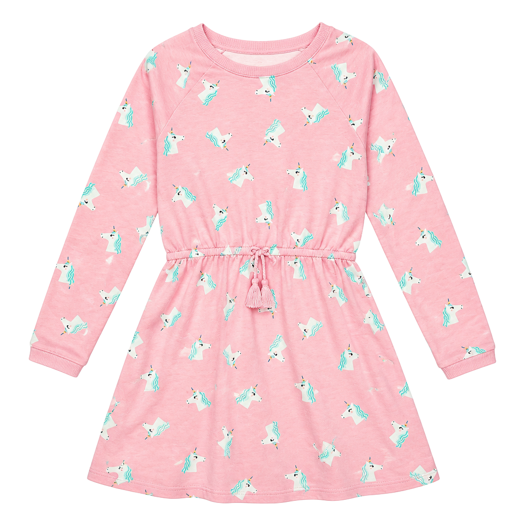 Wonder Nation Sweatshirt Dress Size XL 14-16 Pink Unicorn Long Sleeve 1