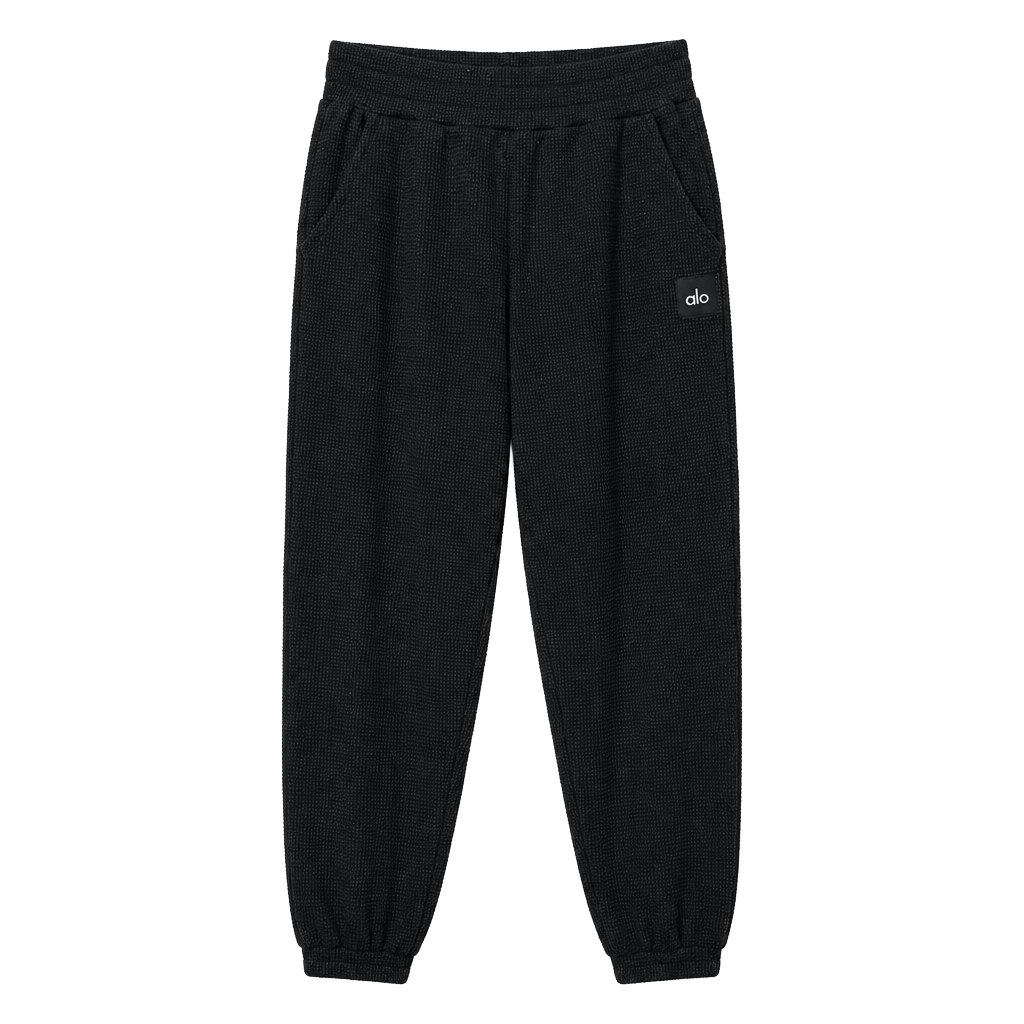 Alo Yoga Waffle Weekend Escape Jogger Size S Black 1