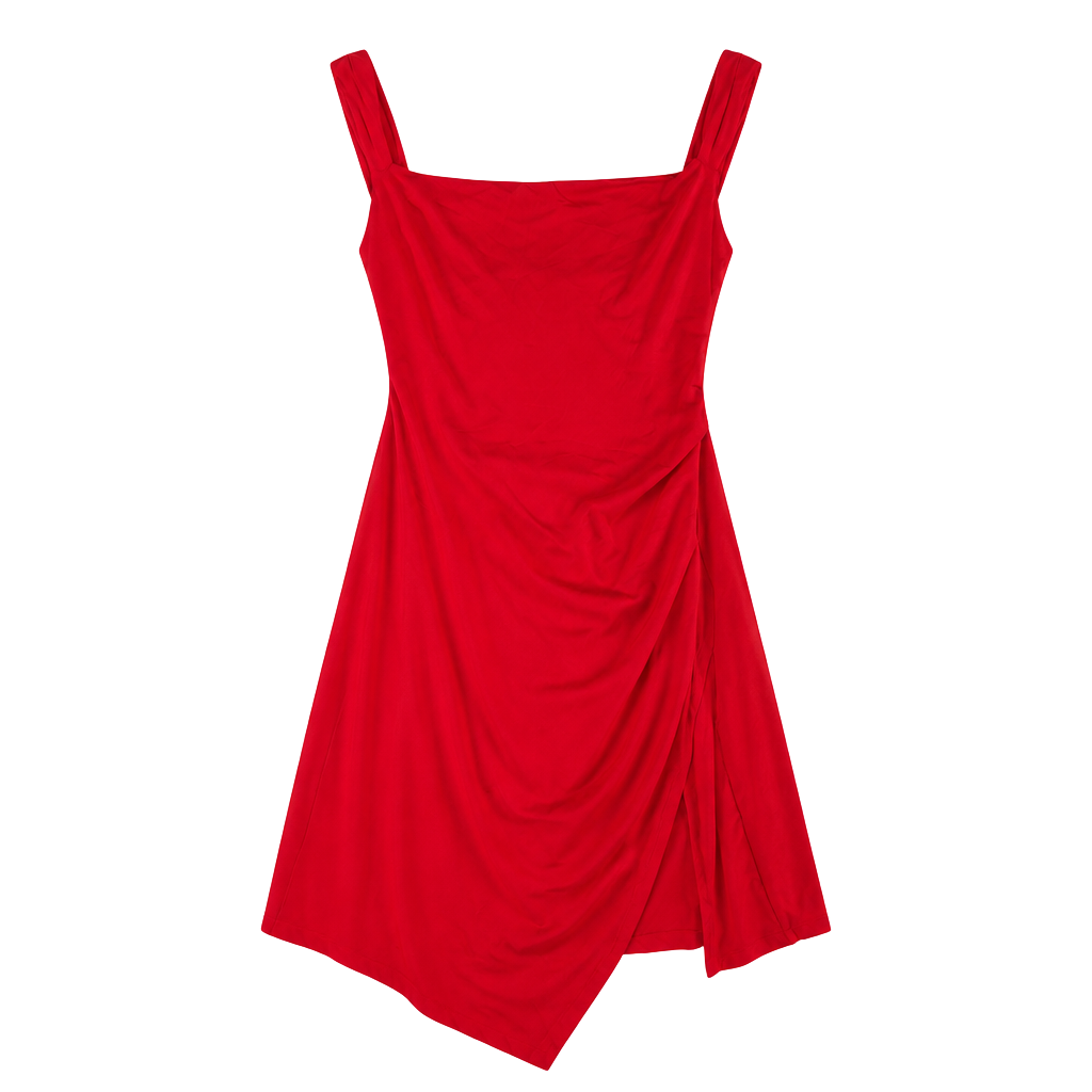 Halara Red Asymmetrical Tie-Back Dress #1079 1