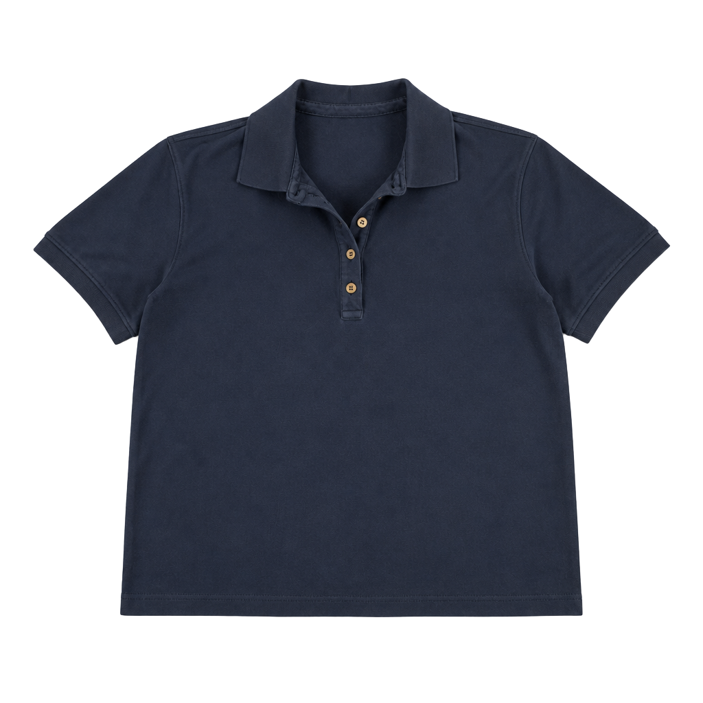 Tory Burch Navy Blue Short-Sleeve Polo Shirt with Logo Buttons#1083 1