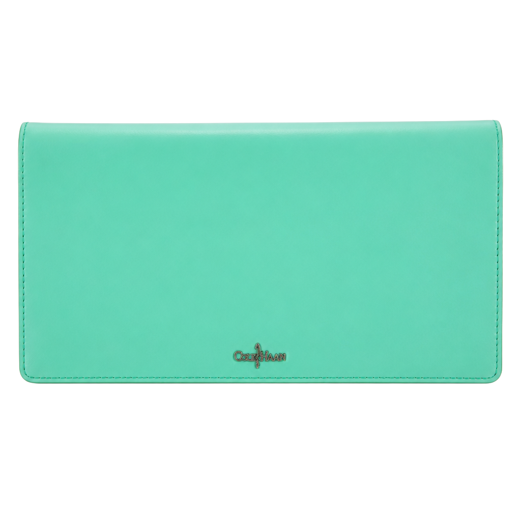 Cole Haan Green Leather Clutch Wallet with Silver Hardware 1