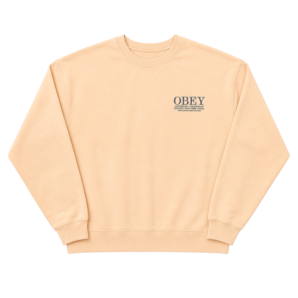 Obey Worldwide Crewneck Sweatshirt Peach Pink Size S #1088 1