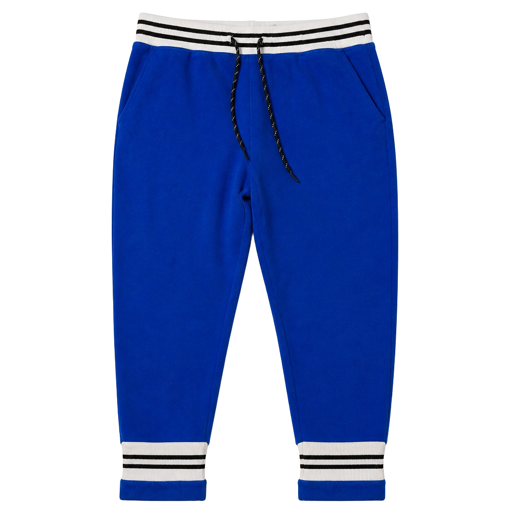 Edgar + Ash Blue Joggers Sweatpants with Striped Cuffs Size M 1