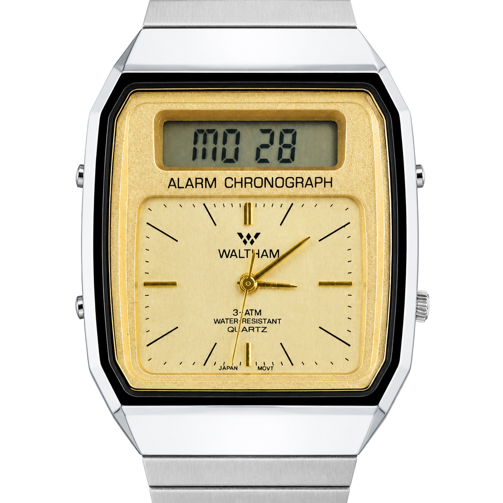 Vintage Waltham Alarm Chronograph Analog-Digital Quartz Watch XX002 1