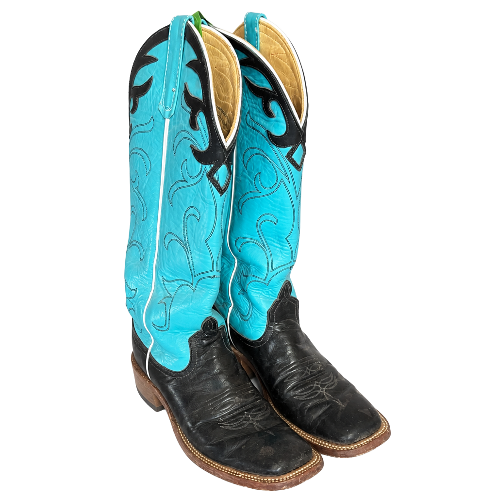 Anderson Bean Women's Cowboy boot teal and black 1