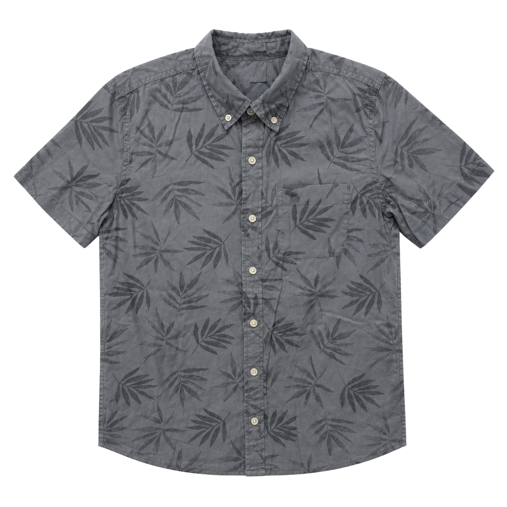 Abercrombie Kids Short Sleeve Button-Down Shirt Size 13/14 Blue Tropical Leaf 1
