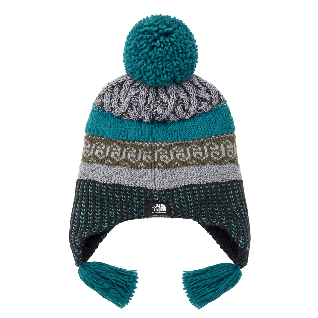The North Face Fair Isle Earflap Beanie Hat Pom Pom 1