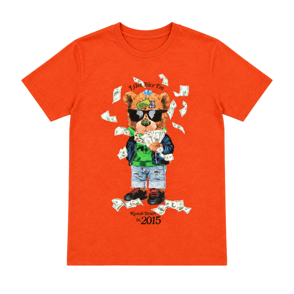 BKYS I Feel Like Im Kodak Black in 2015 Bear Graphic T-Shirt Size M Orange 1