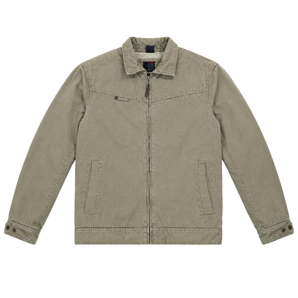 Micros Jacket Size S Tan Sherpa Lined Full Zip Cotton 1