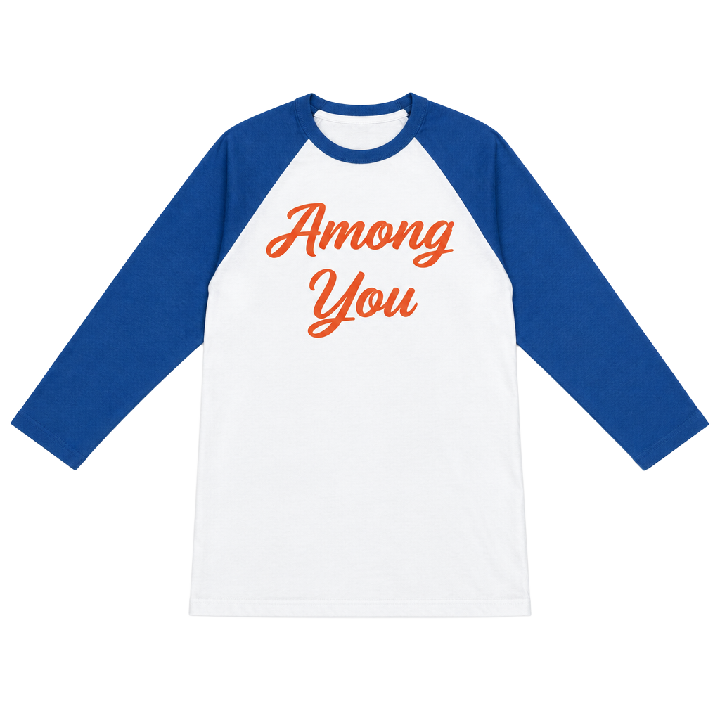 Bella Canvas Among You Raglan Shirt Size M Blue White Long Sleeve 1