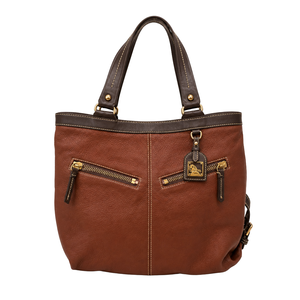 Dooney & Bourke Small Sara Handbag Brown Pebbled Leather 1