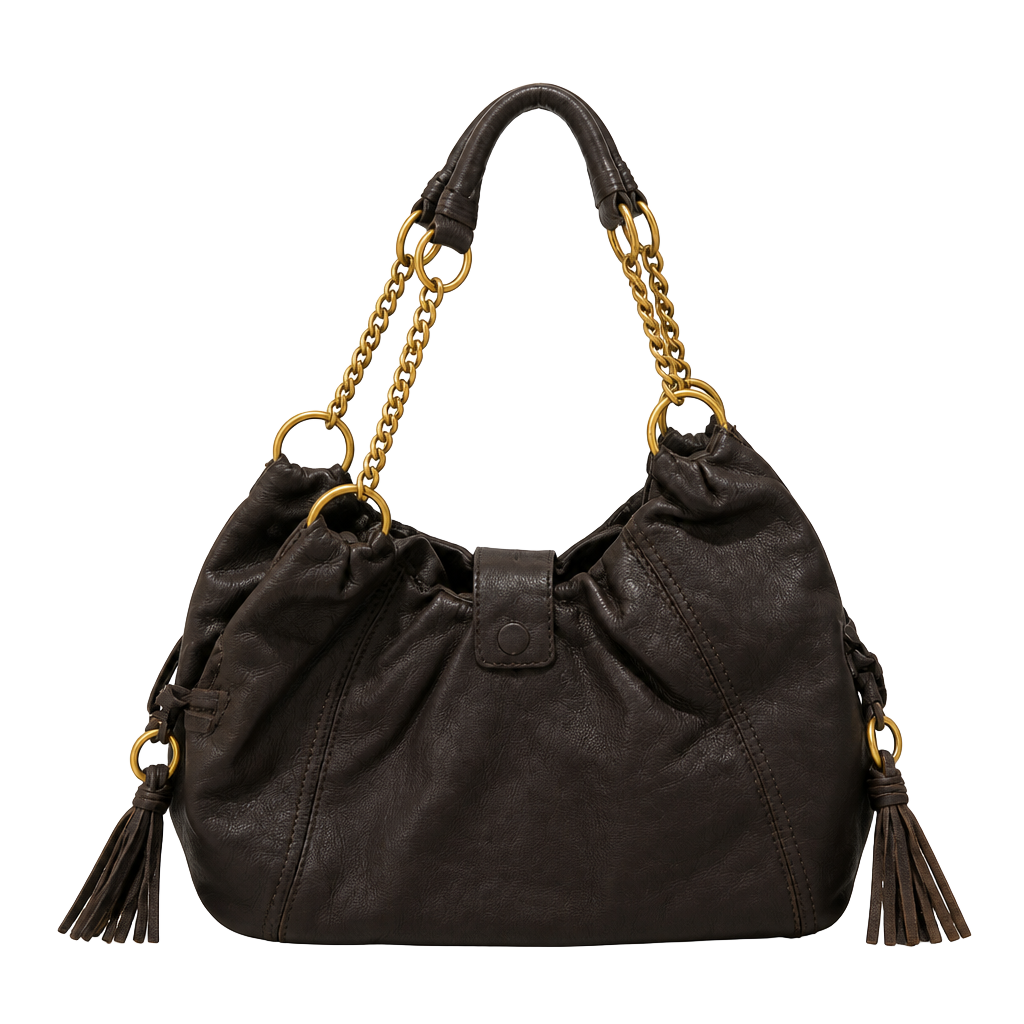 The Sak Brown Leather Hobo Shoulder Bag with Chain Straps 1