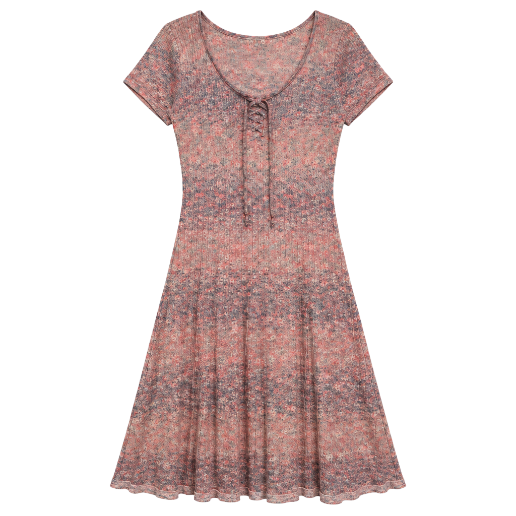 Frye Knit Sweater Dress Size L Coral Pink Combo 1