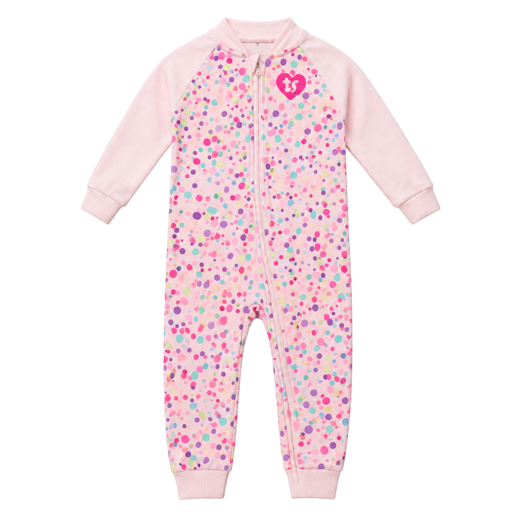 Hurley Pink Polka Dot Zip Hoodie Romper 24M 1