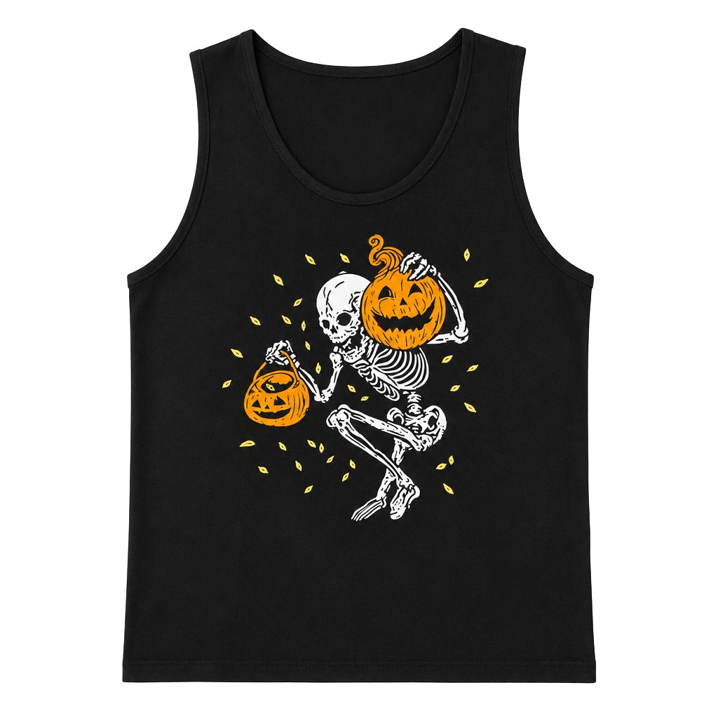 Aceshion Tank Top Size L Black Skeleton Pumpkin Halloween 1