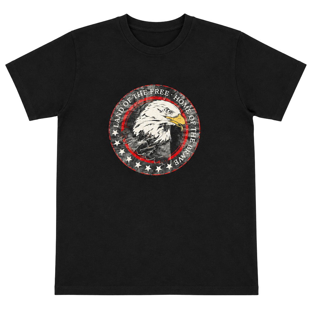 American Eagle Patriotic T-Shirt Size L Black Land of the Free Graphic 1